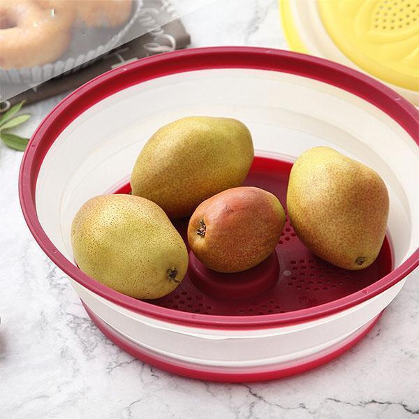 Collapsible Microwave Plate Cover, Drain Basket