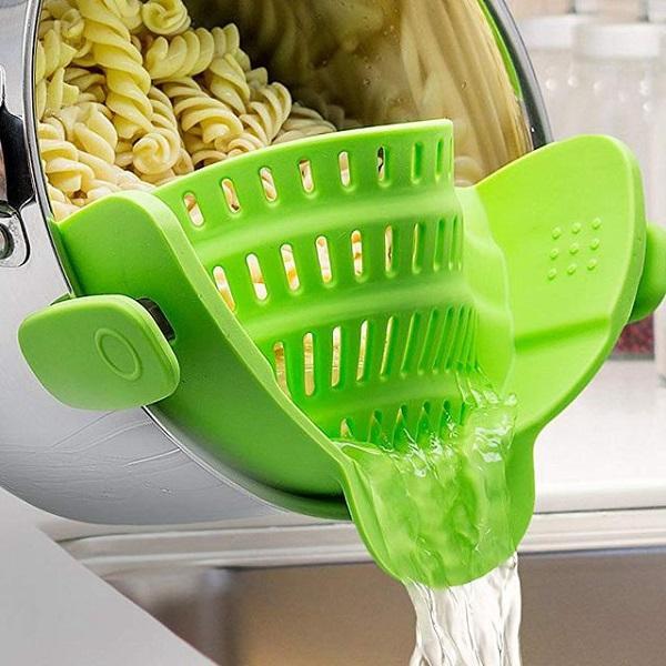 Clip On Silicone Colander Kitchen Strain Strainer